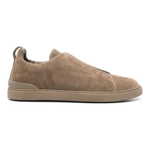 Ermenegildo Zegna Suede Triple Stitch Sneakers Green, Herr