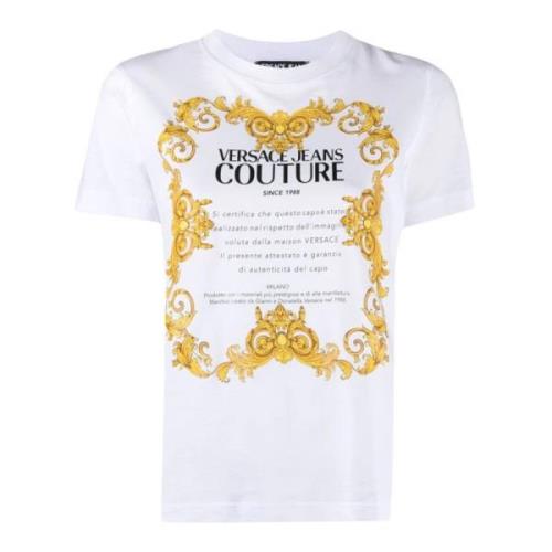 Versace Jeans Couture Vit Bomull T-shirt med Framtryck White, Dam