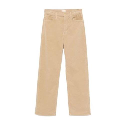 Mother Beige Corduroy Straight Leg Jeans Beige, Dam