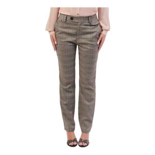 Fracomina Rutiga Slim Fit Byxor Multifärgade Beige, Dam