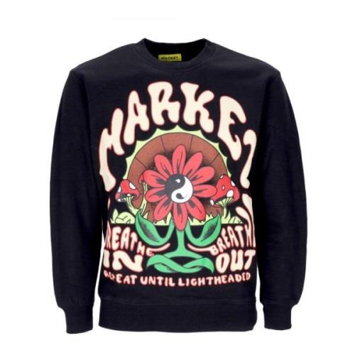 Market Svart Crewneck Sweatshirt med Tryck Black, Herr