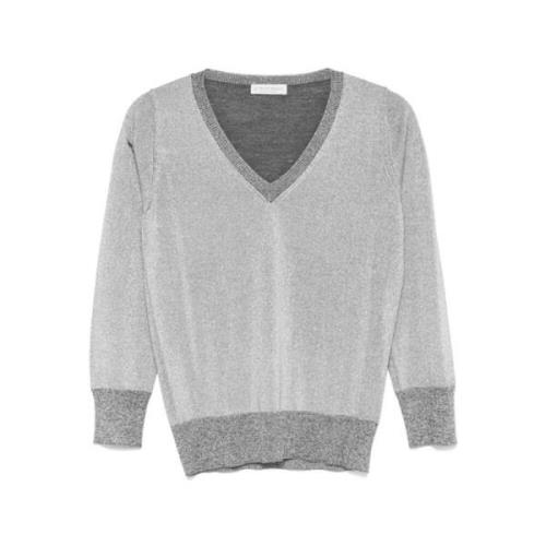 Le Tricot Perugia Silver Lurex Ulltröja Gray, Dam