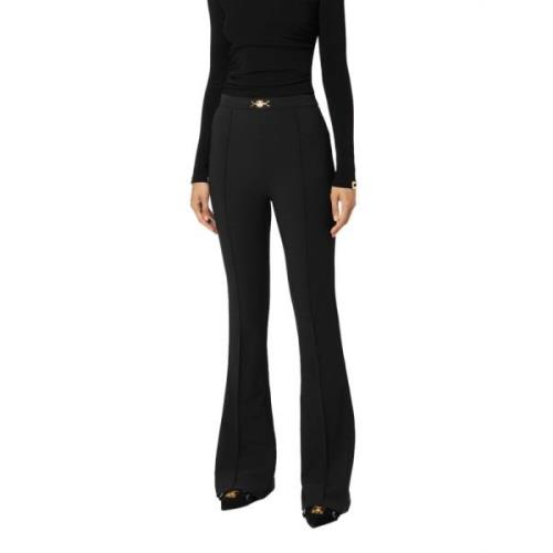 Elisabetta Franchi Svarta Palazzo Byxor Stretch Crepe Black, Dam