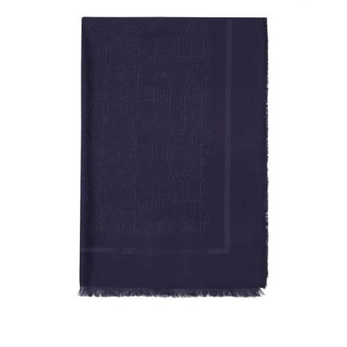 Elisabetta Franchi Marinblå Scarf med Jacquard Bokstäver Blue, Dam