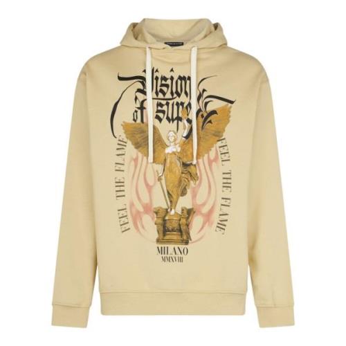 Vision OF Super Gotiska Flammor Lättvikts Hoodie Beige, Herr