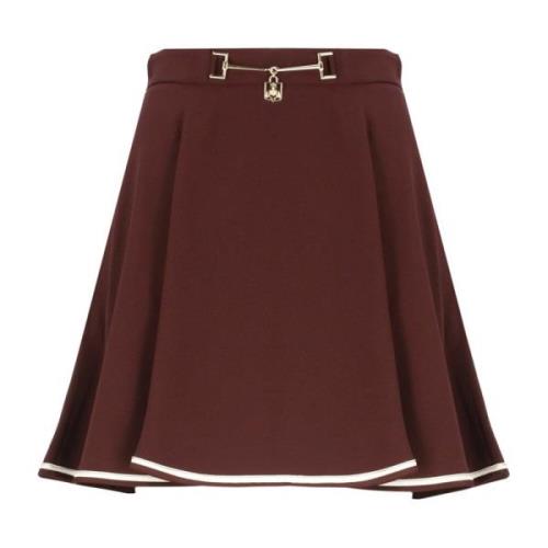 Elisabetta Franchi Bordeaux Crêpe Minikjol med Metall Detalj Red, Dam