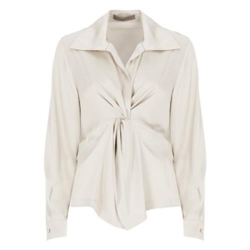 D.Exterior Ivory V-ringad Blus med Krage Beige, Dam