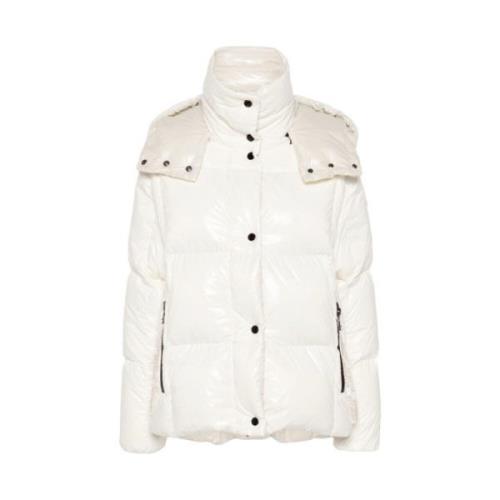 Moncler Vit Pufferjacka med Pärlemorsfinish White, Dam