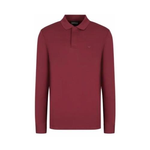 Armani Långärmad polo med dragkedja Red, Herr