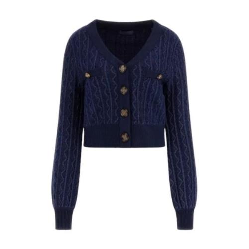 Guess Stilren Stickad Cardigan för Kvinnor Blue, Dam