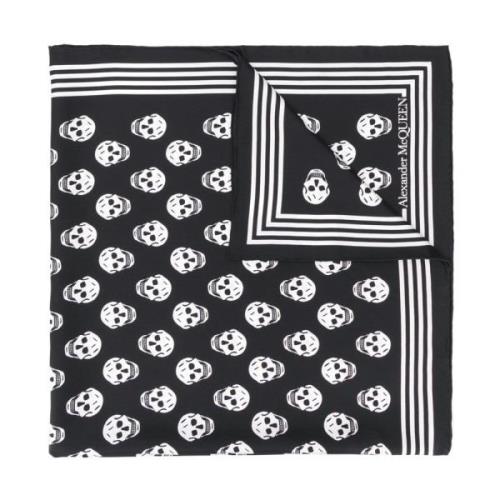 Alexander McQueen Sidenscarf med skalletryck Black, Herr