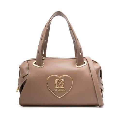 Love Moschino Taupe Brun Faux Läder Axelväska Brown, Dam