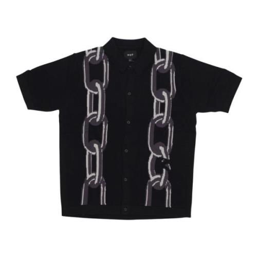 HUF Svart Polo Stickad Tröja Black, Herr