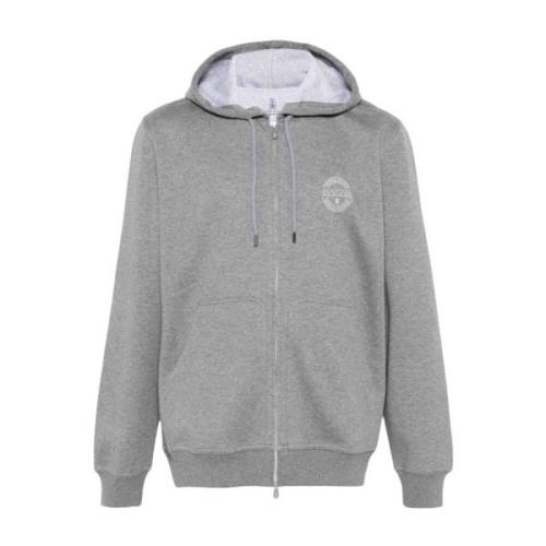 Brunello Cucinelli Grå hoodie med logotyptryck Gray, Herr