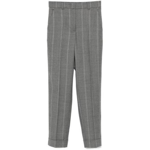 Peserico Slim Fit Randiga Byxor i Ullblandning Gray, Dam