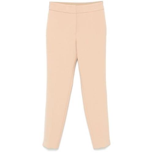 Peserico Beige Slim Byxor med Elastisk Midja Beige, Dam