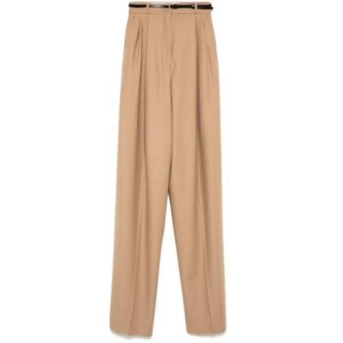 Sportmax Beige Ullblandning Wide Leg Byxor Beige, Dam