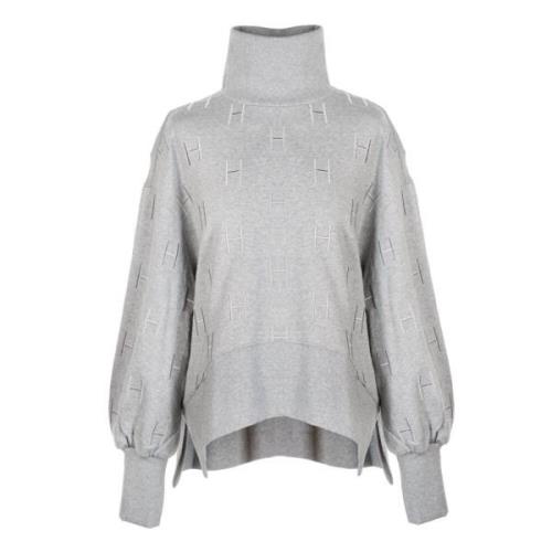 Hést Broderad Sweatshirt för Trendig Komfort Gray, Dam