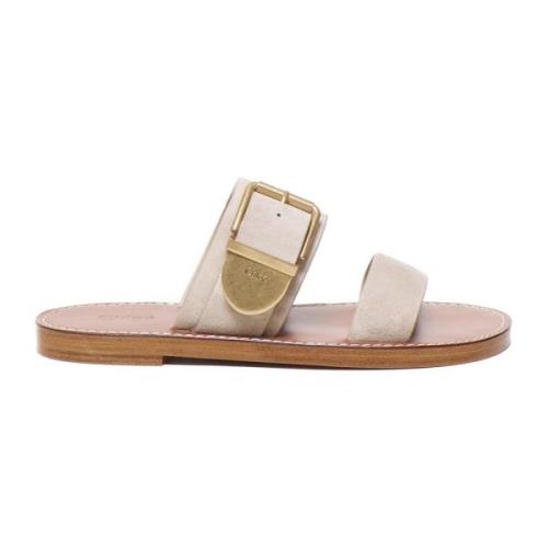 Chloé Beige Sandaler med Dubbelvarv Design Beige, Dam