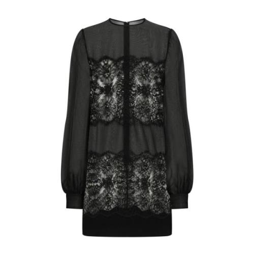 Dolce & Gabbana Svart Silkeblandad Organza Klänning Black, Dam