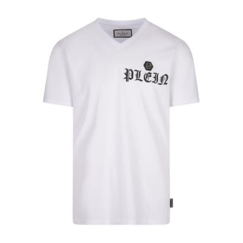 Philipp Plein Vit Bomull T-shirt med Logotyptryck White, Herr