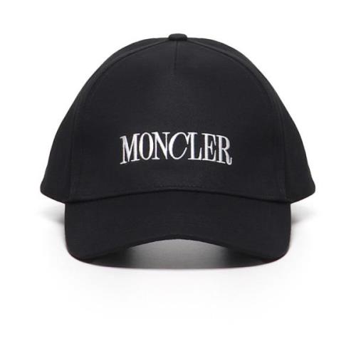 Moncler Svart Logotyp Hatt Justerbar Stängning Black, Herr