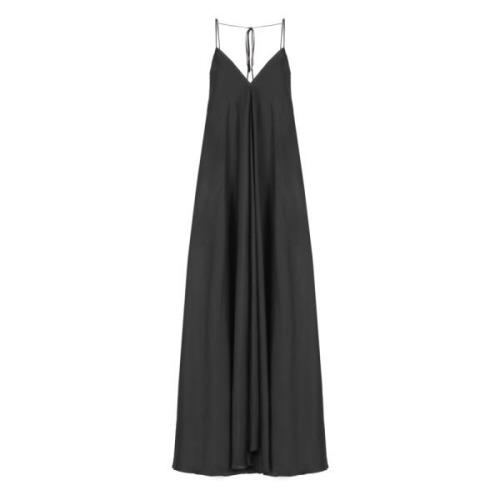 NÜ Denmark Svart Satin V-ringad Klänning Black, Dam