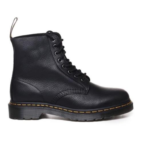 Dr. Martens Svarta Läderankelstövlar med Snörning Black, Herr