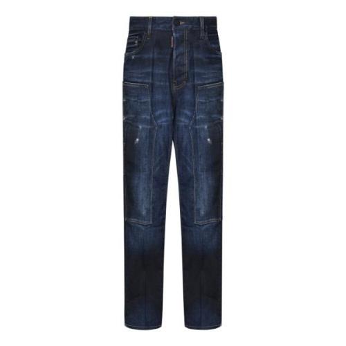 Dsquared2 Blå Loose Fit Jeans med Patches Blue, Herr