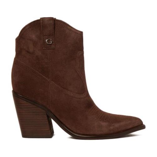 Guess Bruna Cowboy Ankelboots med Logodetalj Brown, Dam