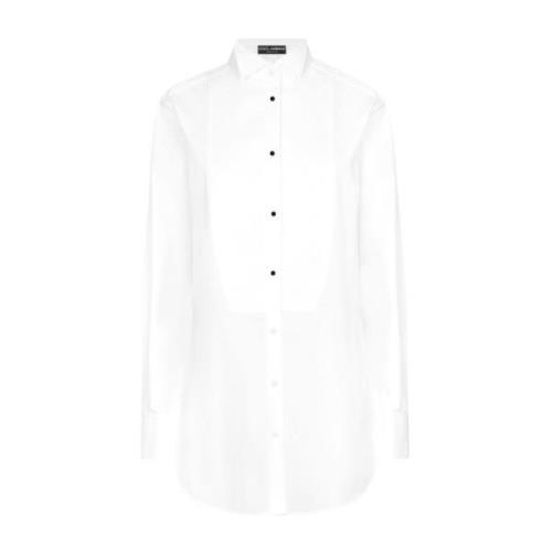 Dolce & Gabbana Vit Bomullsskjorta Piqué Trim White, Dam