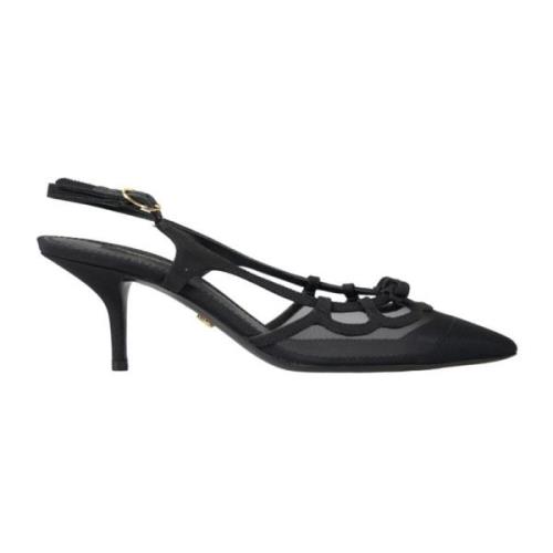 Dolce & Gabbana Svart läder mesh slingback klackar Black, Dam