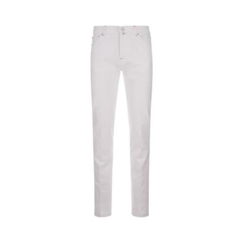 Kiton Vit Slim-Fit Denim Jeans White, Herr