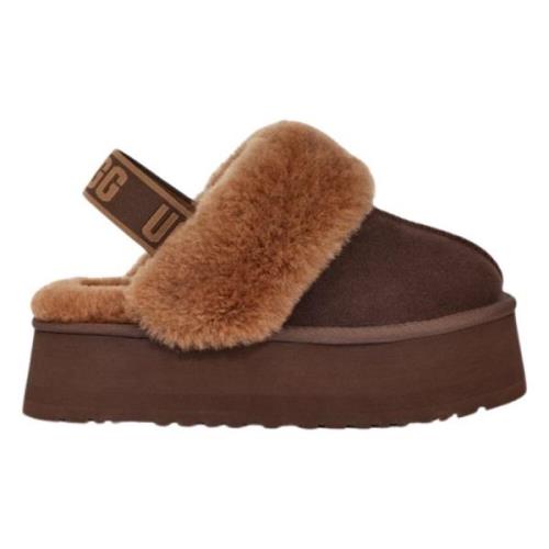 UGG Bruna platta plattformsskor med päls Brown, Dam