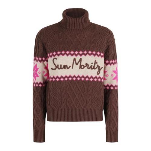 MC2 Saint Barth Stilren Half Neck Sweater Brown, Dam