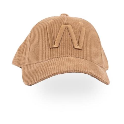 Max Mara Weekend Sammet Bomull Räfflad Logotyp Broderad Hatt Brown, Da...