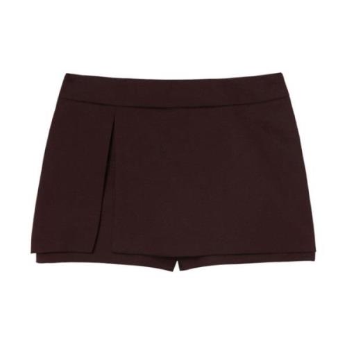 Pinko Bordeaux Ullblandning Twill Shorts Red, Dam