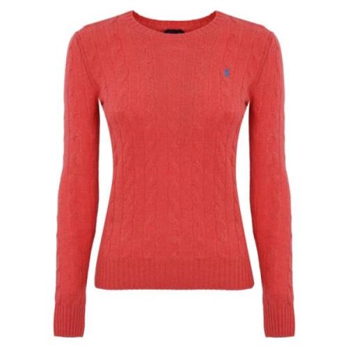 Ralph Lauren Röd Flätad Tröja Långärmad Red, Dam