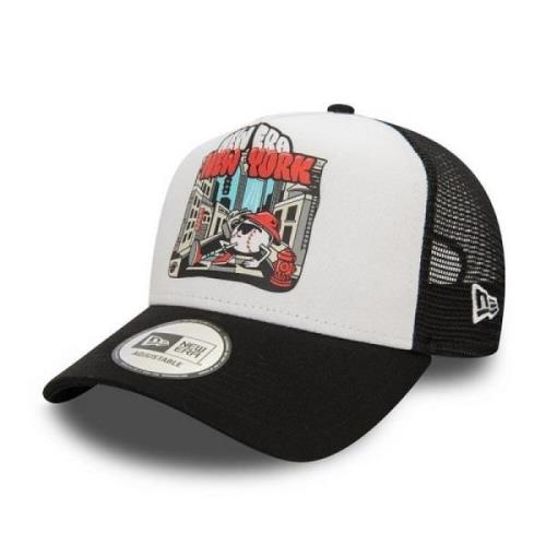 New Era Svart Grafisk Print Trucker Hatt New York Black, Herr