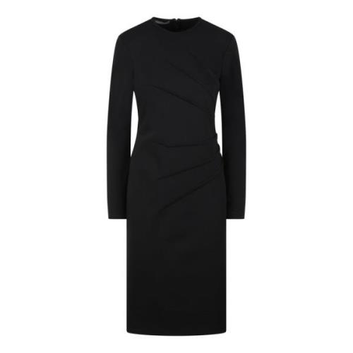 Alberta Ferretti Elegant Midi Klänning med Crew Neck Black, Dam