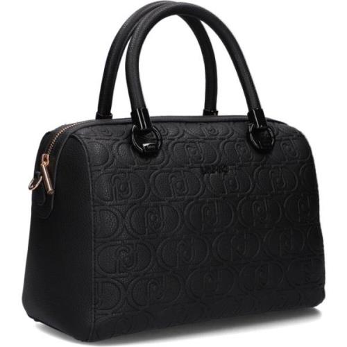 Liu Jo Svart Läder Satchel med Zebra Print Black, Dam