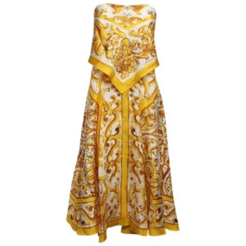 Dolce & Gabbana Pre-owned Pre-owned Silke klnningar Yellow, Dam