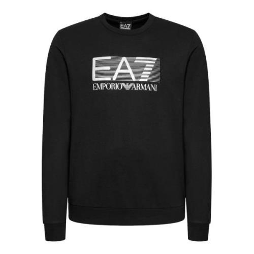 Emporio Armani EA7 Svart Sweatshirt med Frontlogo Black, Herr