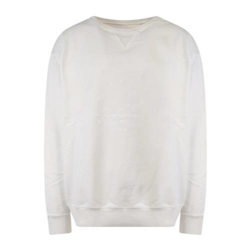 Maison Margiela Bomulls sweatshirt med logotyp för män White, Herr