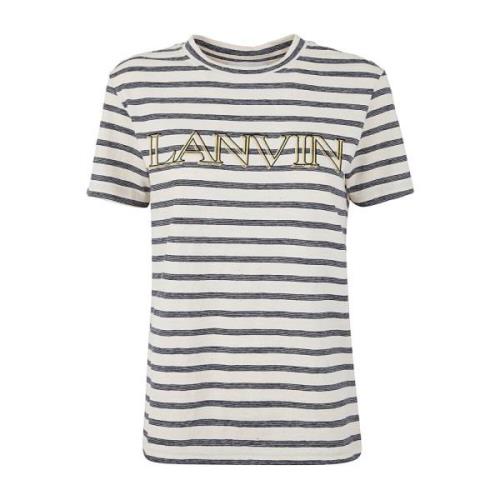 Lanvin Klassisk Tee-Shirt i Ecru Blå Beige, Dam