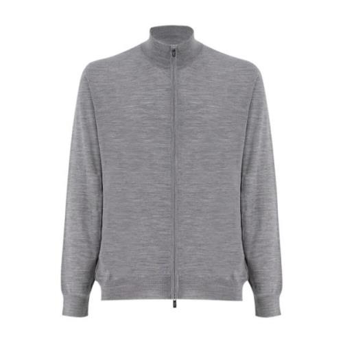 Fedeli Mjuk Texturerad Dragkedja Cardigan Gray, Herr