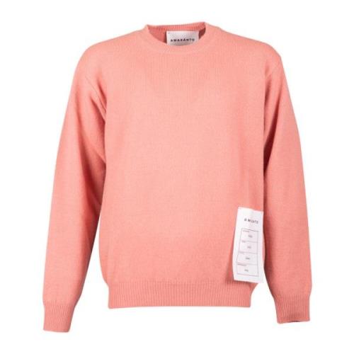 Amaránto Peach Crew Neck Wool Cashmere Sweater Orange, Herr