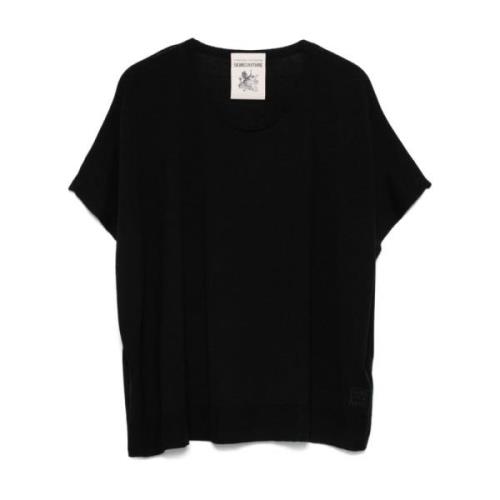 Semicouture Svart Finstickad Crew Neck Tröja Black, Dam