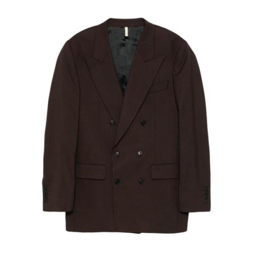 Sunflower Brun Twill Vävd Dubbelknäppt Blazer Brown, Herr