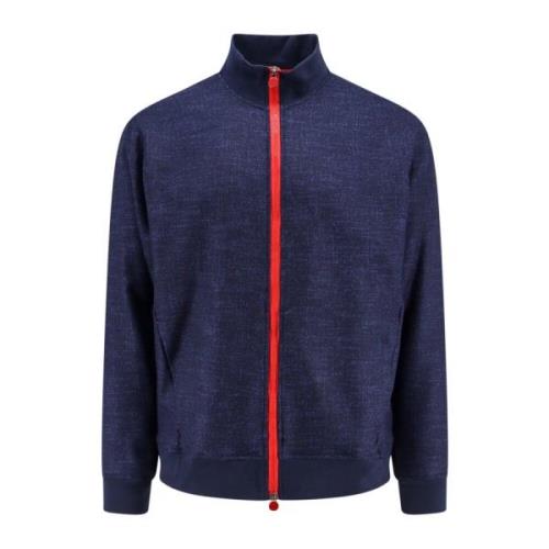 Kiton Lyxig Ullblandning Dragkedja Sweatshirt Blue, Herr